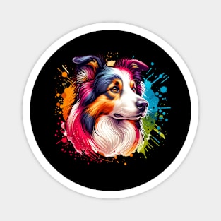 Bright Watercolor Border Collie Magnet